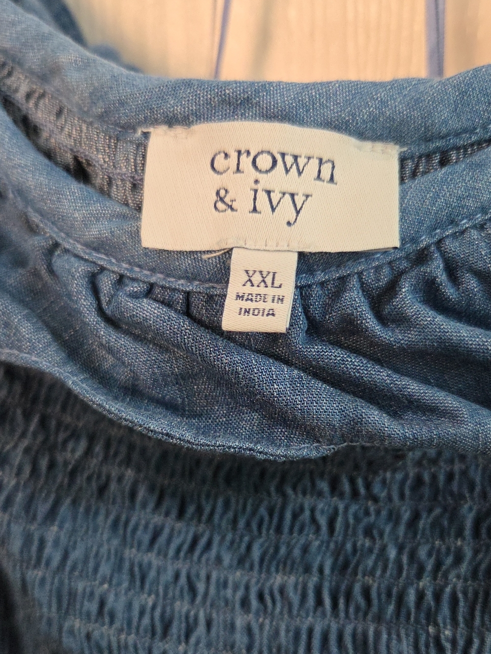 XXL crown & ivy Blue Smocked Maxi with Pom-Pom Hem - Picture 2 of 2